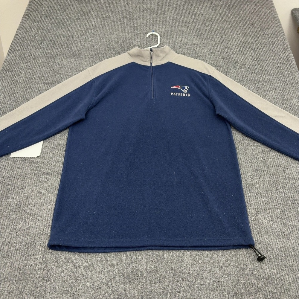 New England Patriots NFL Pullover Mens L Blue Polyester Quarter Zip Gorpcore